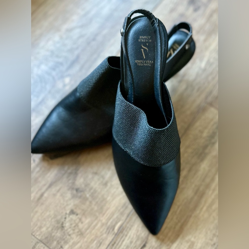 🖤 Simply Vera Vera Wang Black Slingback Kitten Heels Size 10M